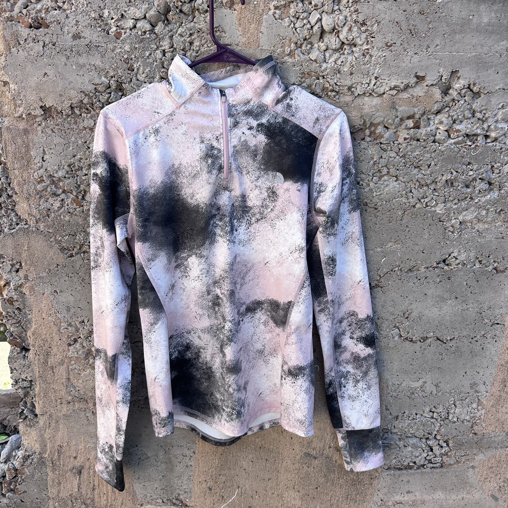 North Face Jacket TKA Glacier Women M Printed  Pullover 1/4‎ Zip Pink Moss